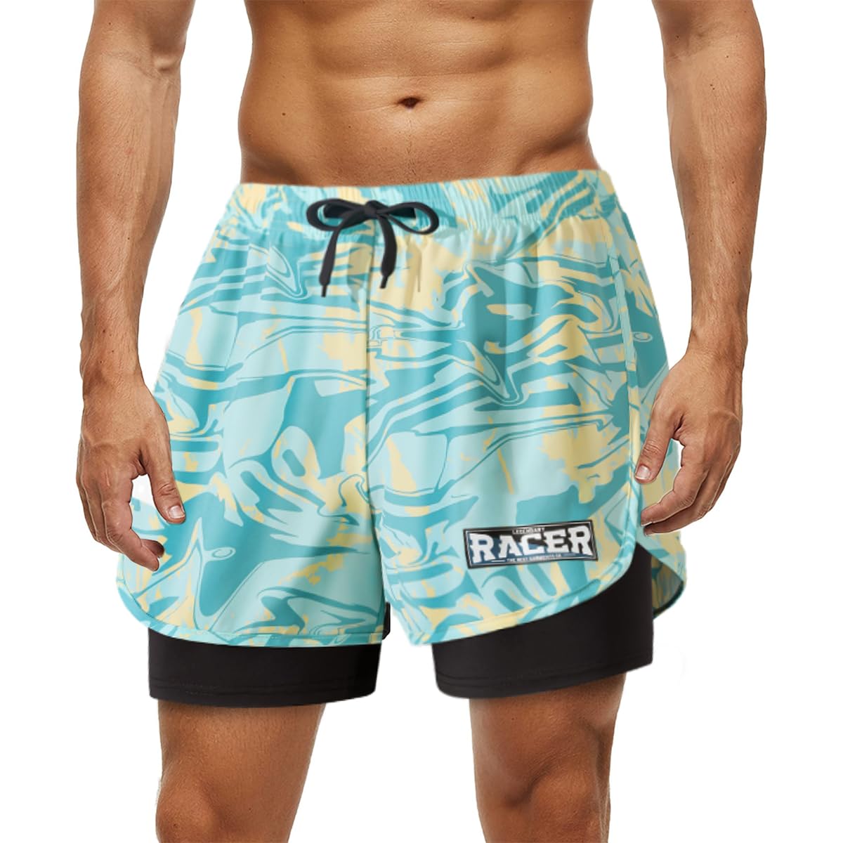 Optifit Swimming Shorts for Men with Double Layer 42cm Design and Elastic Drawstring | Quick Dry Activewear