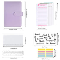 ELEPHANTBOAT® Purple A6 PU Leather File Folder Notebook Clip Set with Envelopes, Budget Sheets, Label Stickers, 1 Ruler, Ring Binder & Stationery Supplies