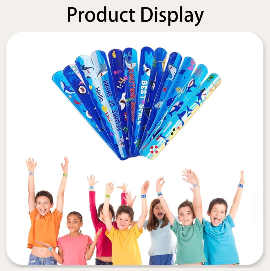 Zibuyu Shark Theme Slap Bracelet for Kids featuring Silicone Snap Design & Party Fun | Birthday Gift