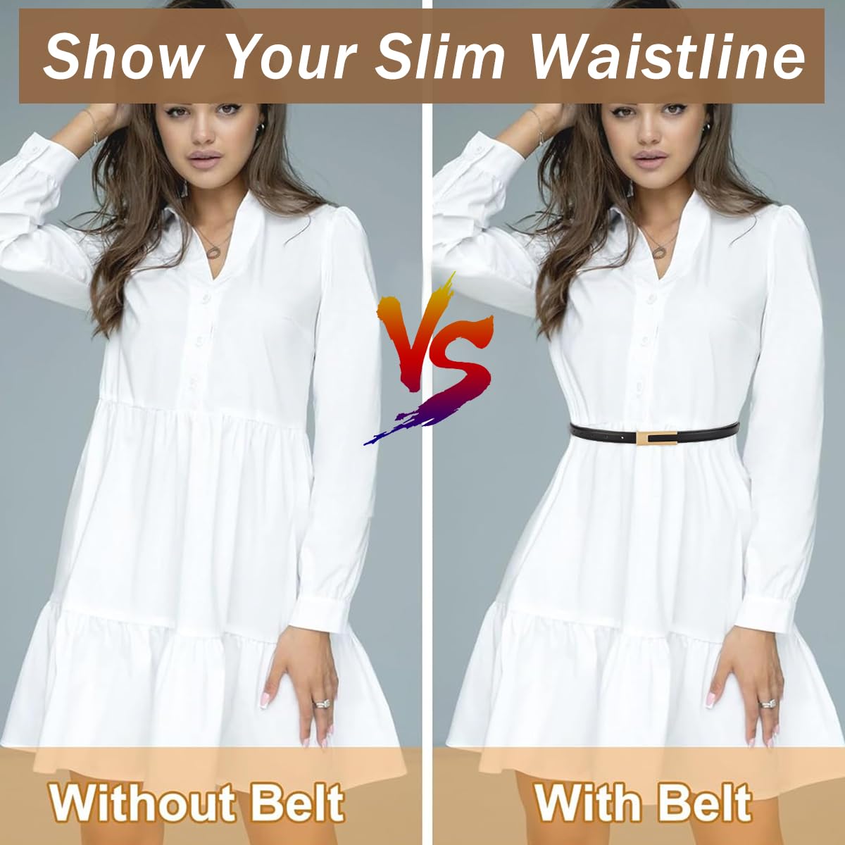 PALAY Women Belts for Jeans and Dresses featuring 40 in Adjustable Fit with Gold Buckle | Brown and Black PU Leather Waist Accessory