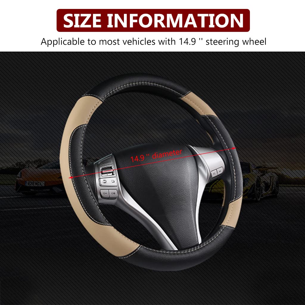 Car Steering Wheel Cover for 14 in Wheels with Anti Slip Grip and Breathable Microfiber Leather | Universal Fit for Most Cars