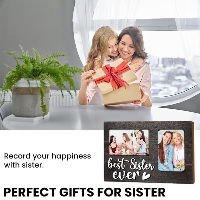 Zibuyu Wooden Photo Frame for 4x6 Photos with Dual Display and Natural Wood Finish | DIY Gift for Sisters and Brothers