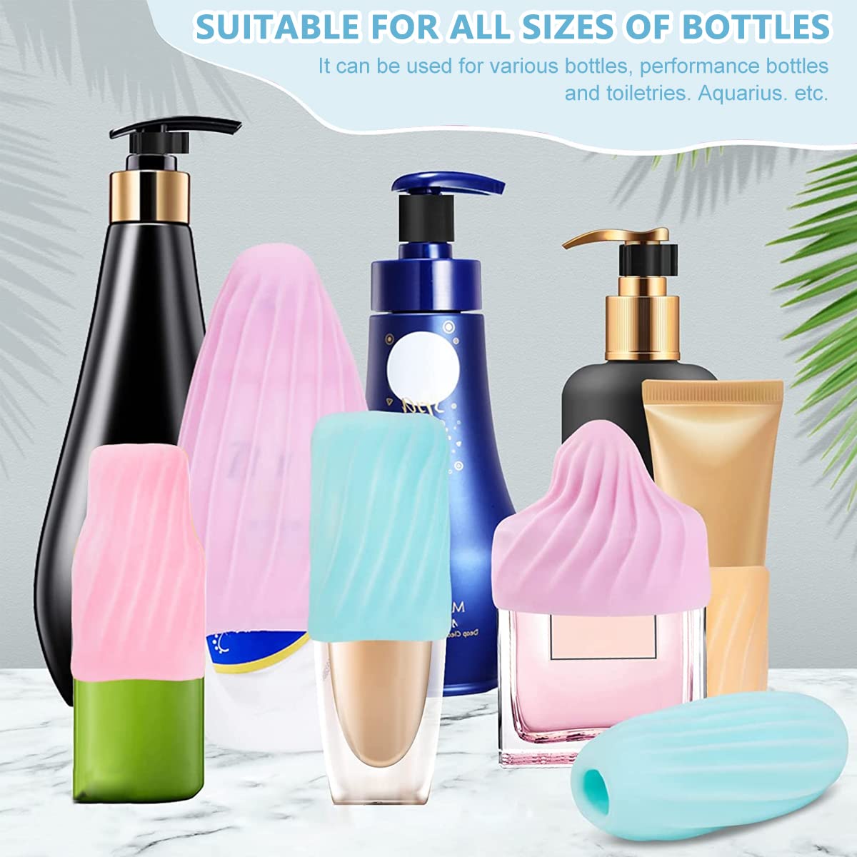 MAYCREATE Elastic Leak Proof Sleeves for Travel Bottles with Anti Open Design | 2pcs TPE Reusable Covers