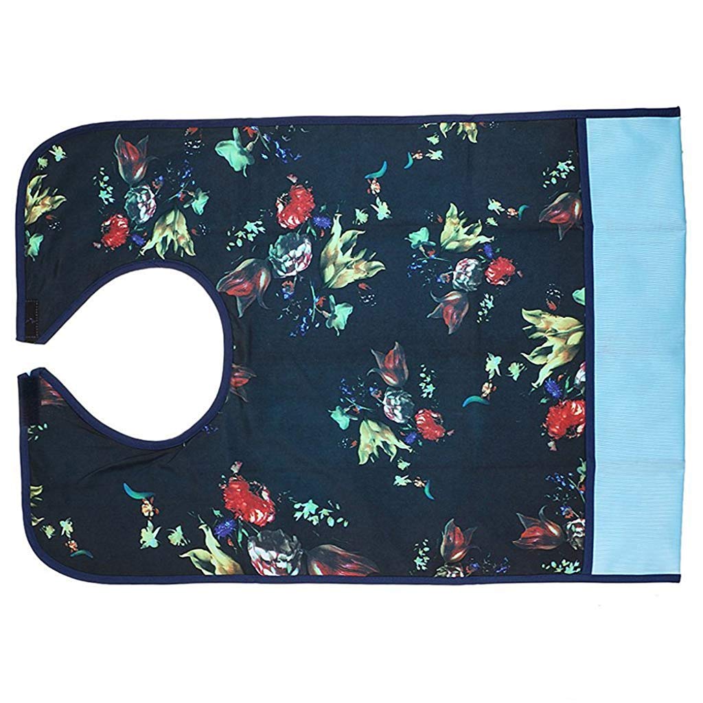 HASTHIP Adult Bibs Clothing Protectors with Waterproof Lining and Crumb Catcher 2 PCS | 65×45 cm Washable Floral Aprons