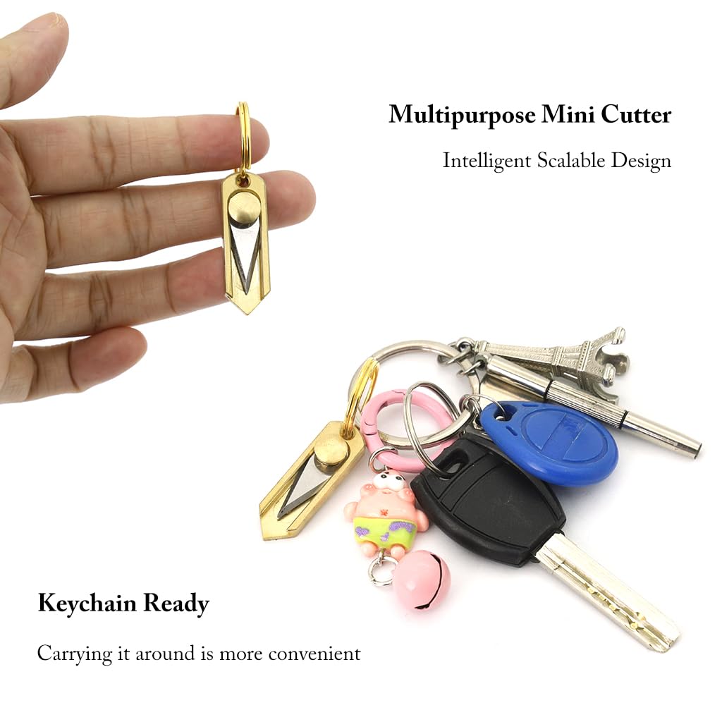 HASTHIP Pocket Cutter for Boxes and Letters with Retractable Blade and Keychain | Stainless Steel Mini Utility Tool