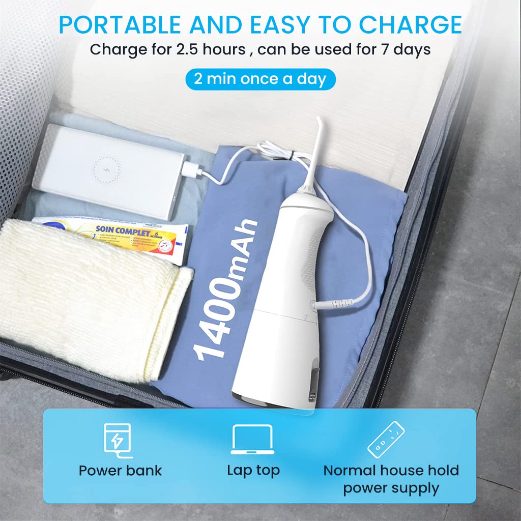 HANNEA Dental Flosser for Teeth with 300 ml Water Tank and 6 Modes | Cordless IPX7 Oral Irrigator