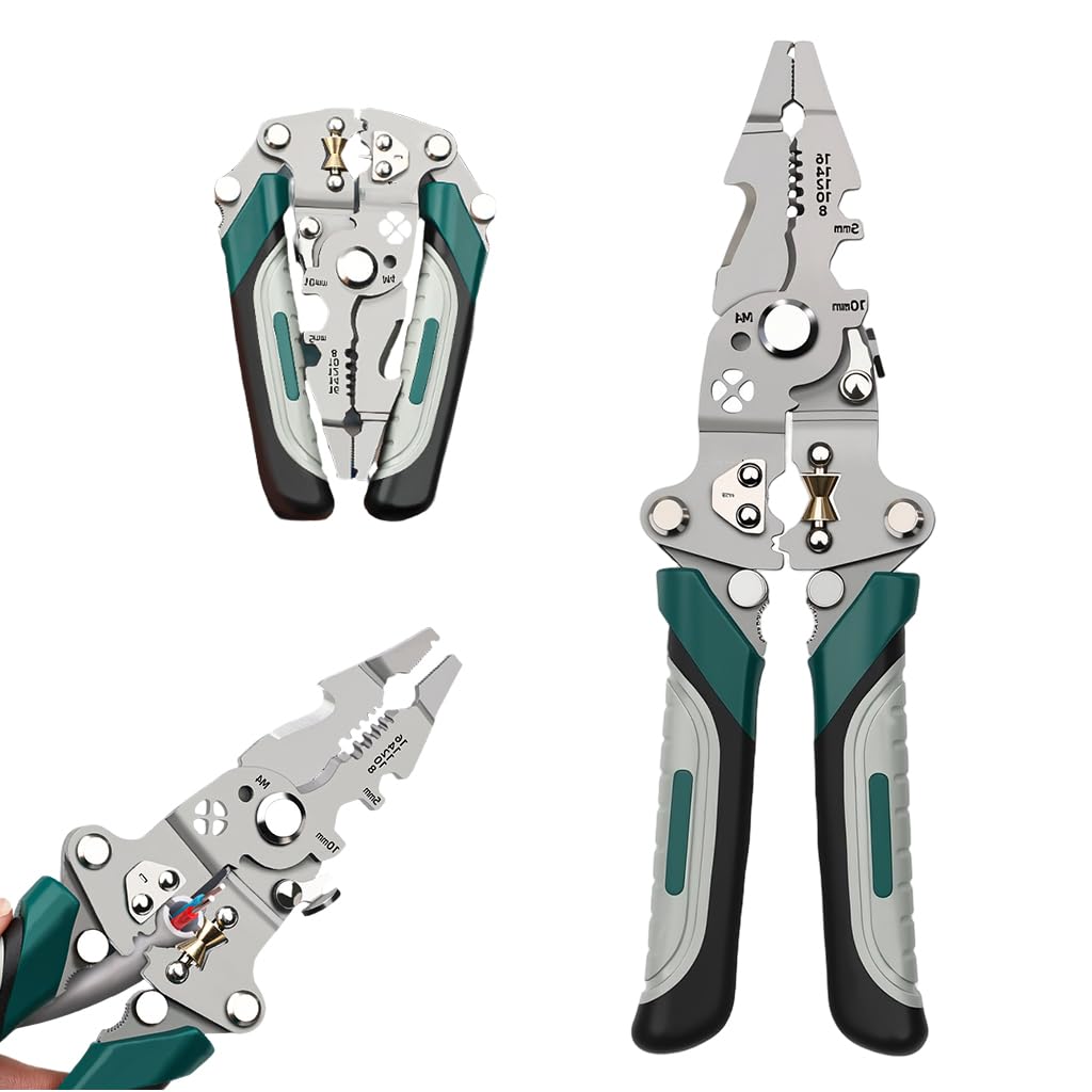 Serplex Wire Stripper Tool for Electricians with 8–16AWG Range and Folding Rubber Handle