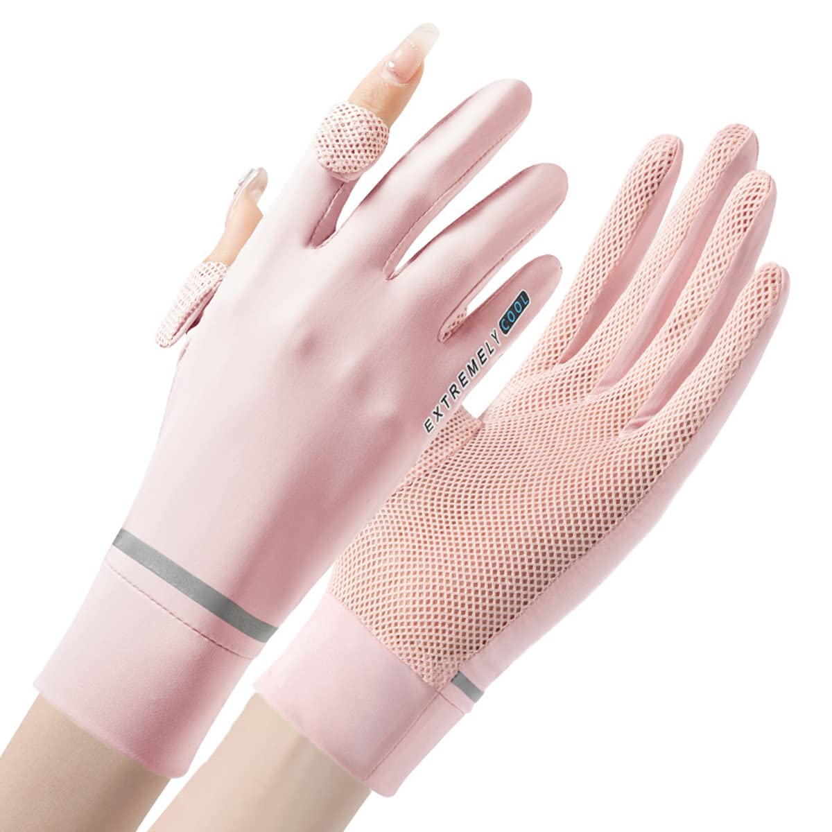 PALAY® Hand Gloves for Women Sun Protection Non Slip Touch Screen Gloves, Cooling Summer Bike Gloves for Cycling Fishing, Mesh Breathable Full Finger Gloves - UPF 50+, Pink