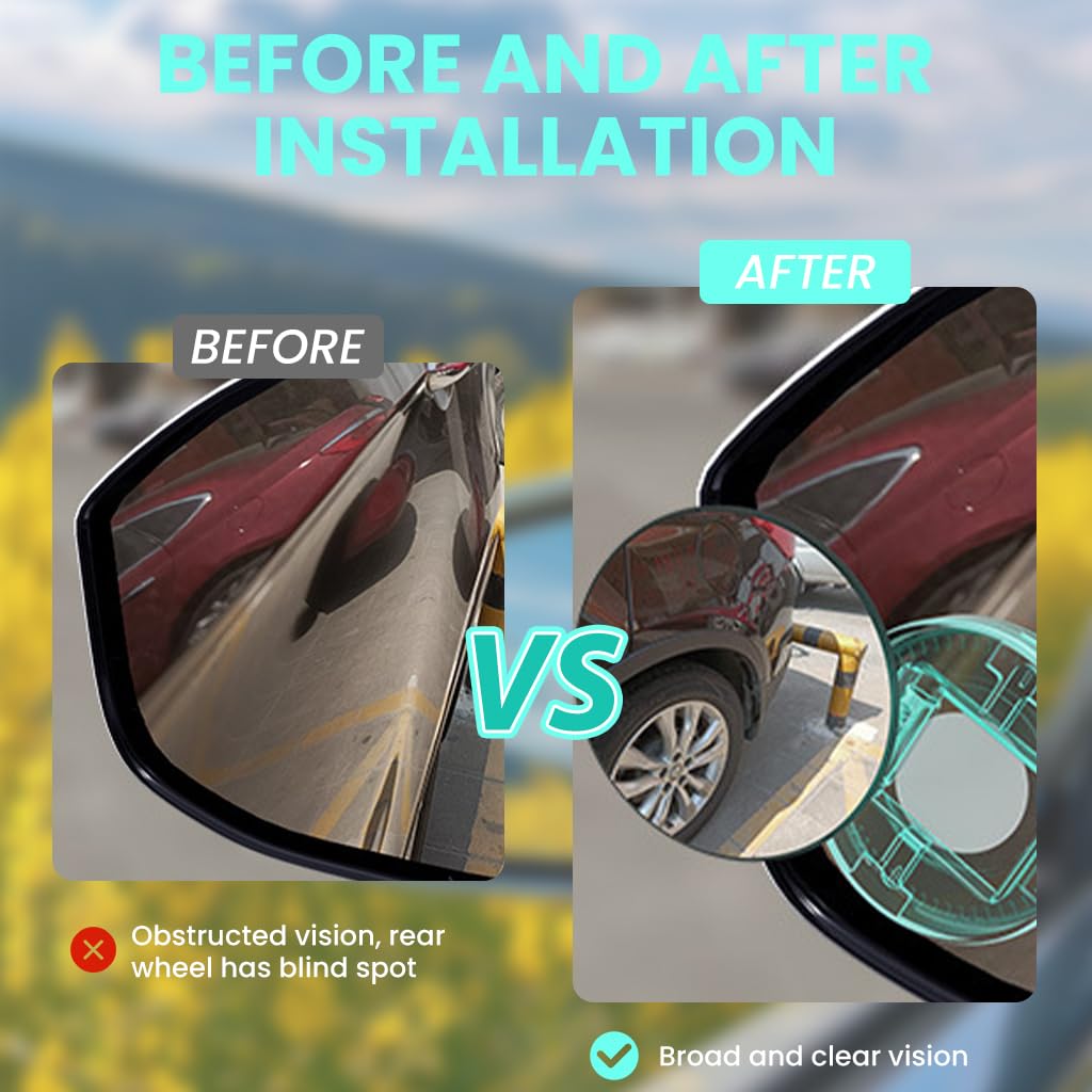 STHIRA Car Blind Spot Mirrors for Safer Driving with 360° Adjustment and 1.96 in HD Glass | Strong Suction Mount