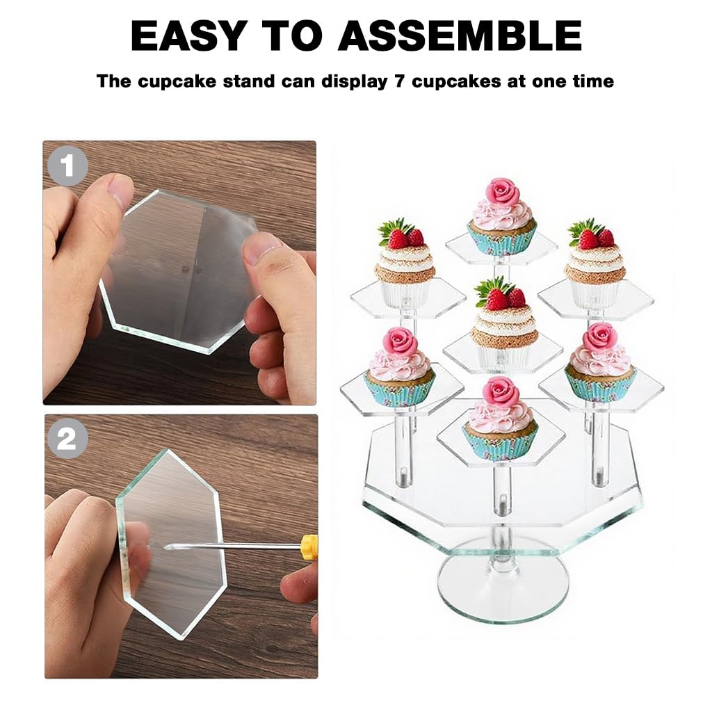 HASTHIP Collectible Figure Stand for Action Figures with 7 Hexagonal Bases | Clear Acrylic Display