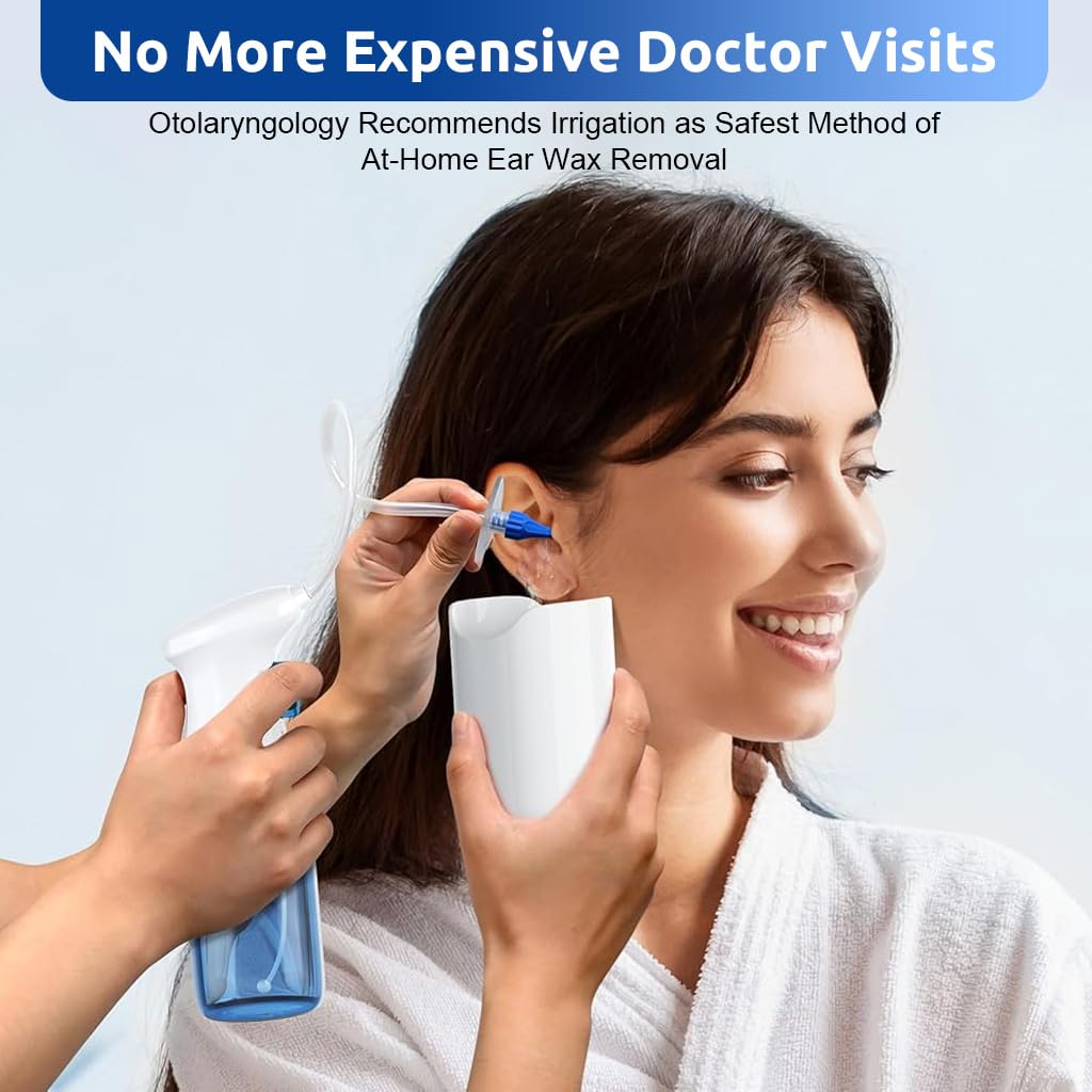 HANNEA Manual Ear Irrigator for Gentle Ear Wax Removal with 10 Nozzles and 250ml Cup | Safe for Adults and Kids