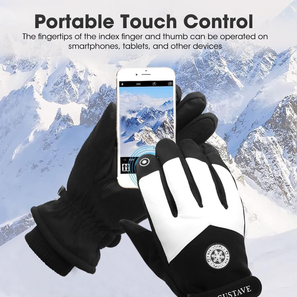 Gustave Winter Gloves for Men with Touch Screen Fingertips and Anti Slip Palm | Fleece Lined Waterproof Design