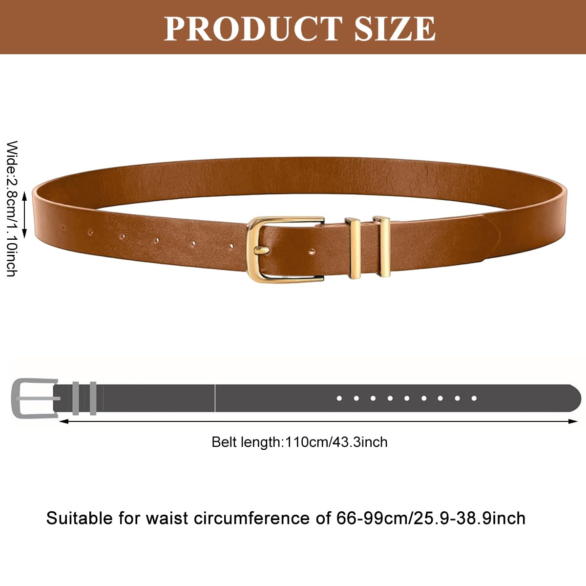 PALAY Women Waist Belt Set for Blazer and Dress featuring Interlock Buckle 55–95cm PU Leather