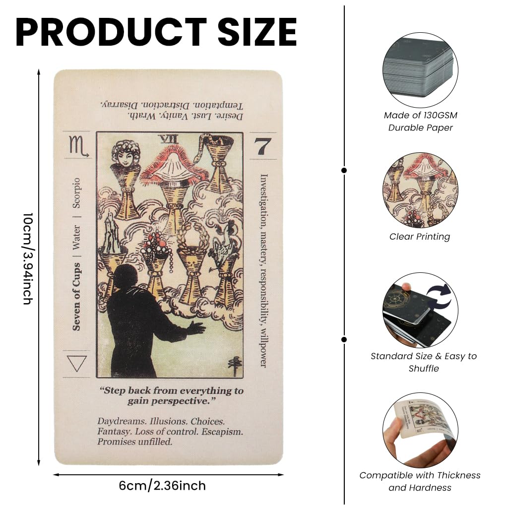 ZIBUYU Tarot Oracle Set for Divination with 78 Mini Cards 10.5×6×2.5 cm | Ideal Gift
