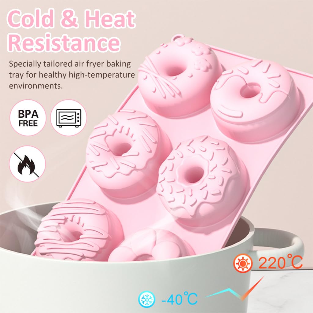 HASTHIP Silicone Donut Mold for Home Baking with 6 Cavities and Non Stick Food Grade Design