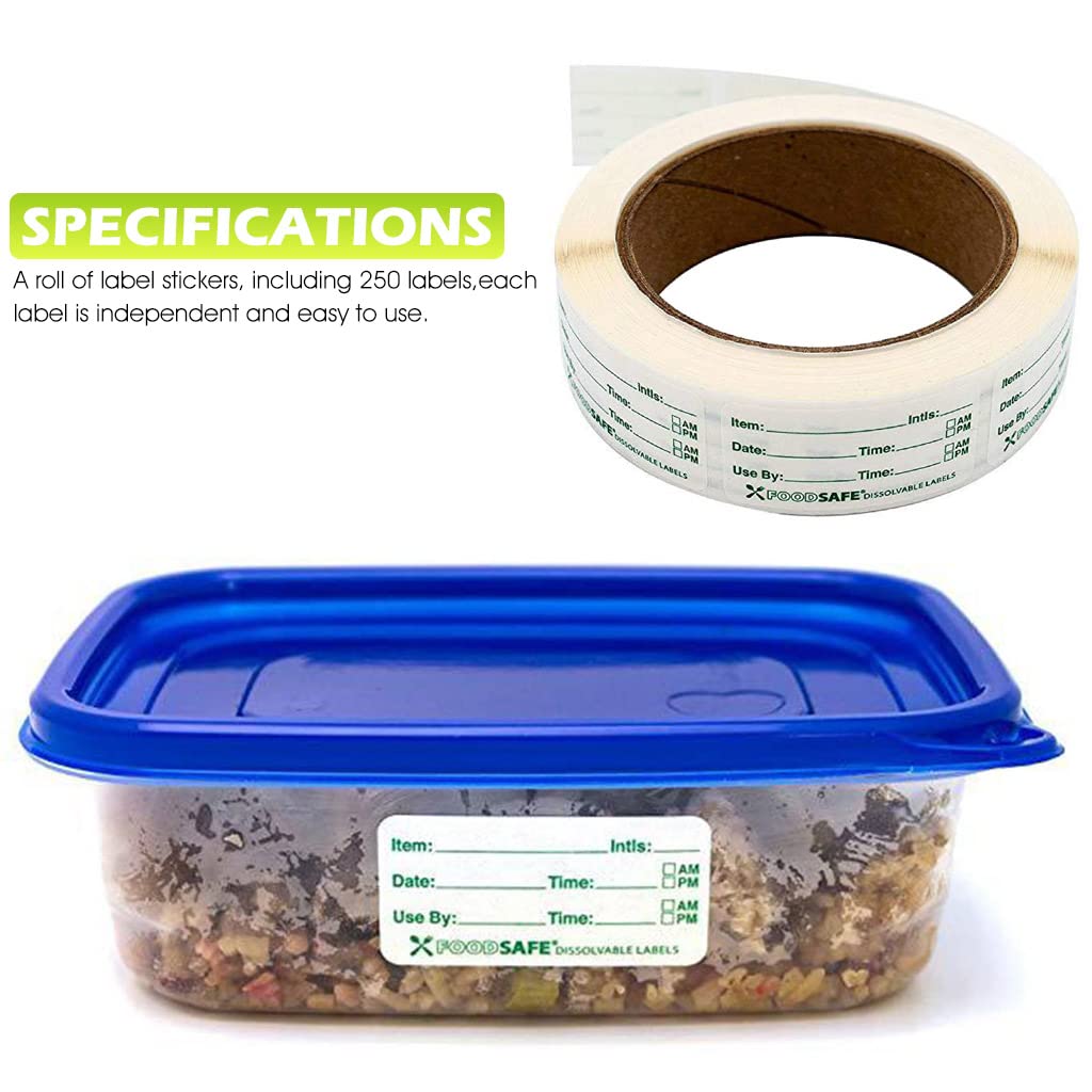 ELEPHANTBOAT® 250 pcs Food Storage Restaurant Label Sticker,Catering Food Label for Food Storage Management,Food Container,Jar,Dissolvable,Catering Industry