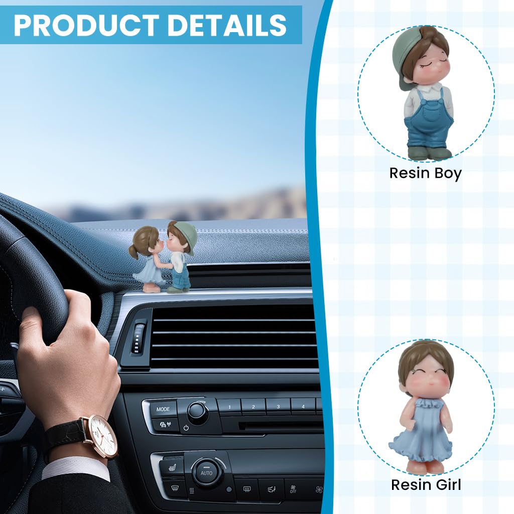 ZIBUYU Car Ornament for Dashboard and Mirror featuring Resin Couple Design 5x3x5.6 cm | Romantic Gift Décor