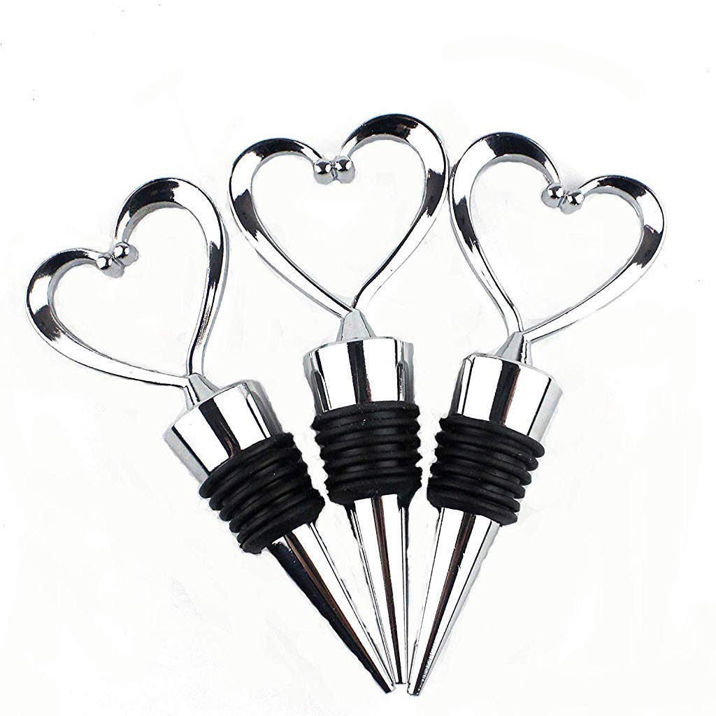 Supvox® 3 Pcs Stainless Steel Love Design Wine and Beverage Bottle Stoppers, Heart Shape