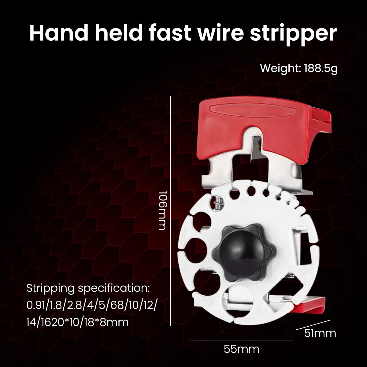 Serplex® Handheld Quick Wire Stripper Tool with 10 Blade, Stainless Steel Disc, Multifunction Cable Wire Stripper for All Standard Round Cables, Wire Cable Cutter Copper Wire Stripping Tool