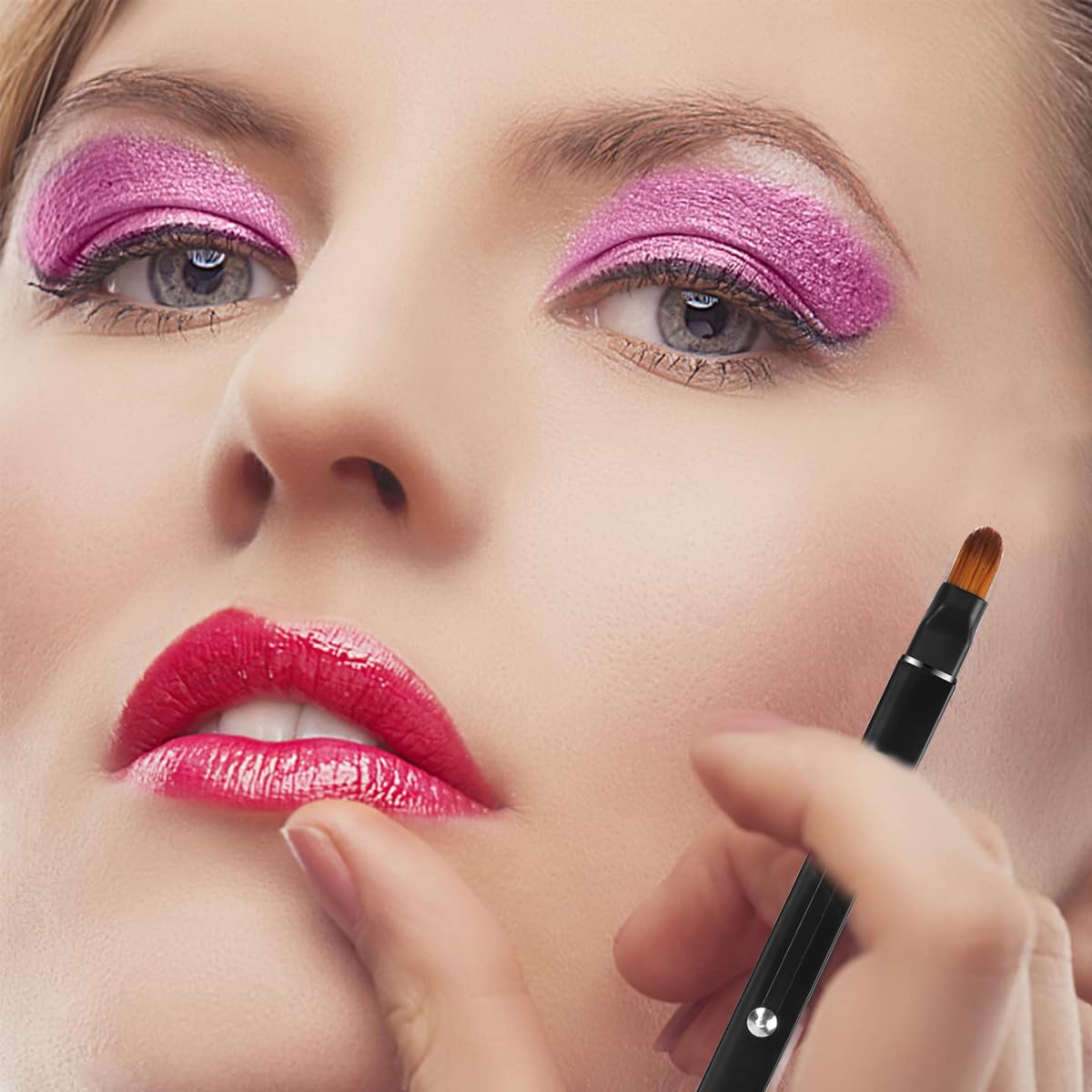 MAYCREATE Retractable Lip Brush for Lipstick with Dual Head Design and Soft Synthetic Bristles | Portable Makeup Tool