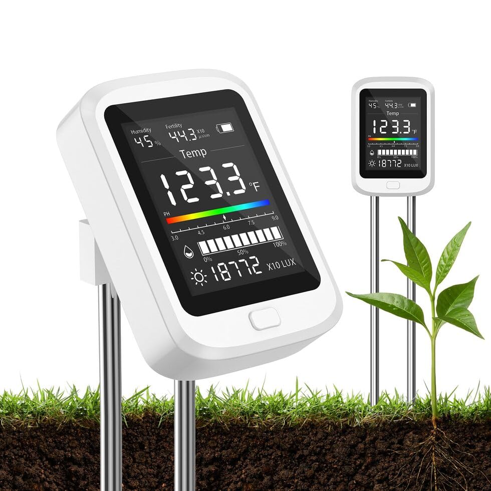 HASTHIP 6 in 1 Soil Tester for Gardening with Dual Pin Sensor and LCD Display | Measures pH and Light