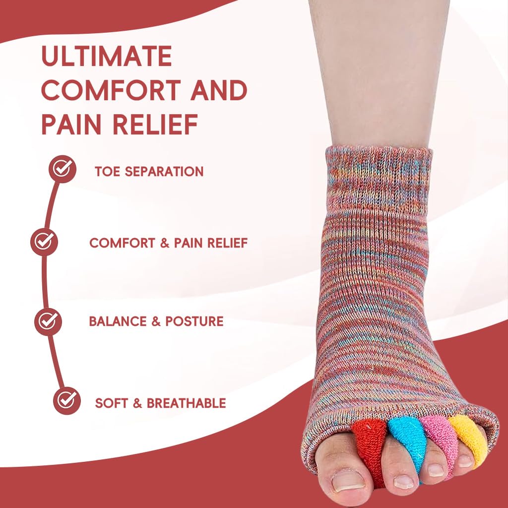 Zibuyu Toe Separator Socks for Foot Alignment and Bunion Relief 3PCS | Breathable Cotton