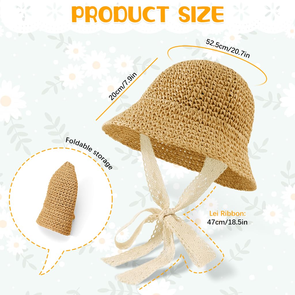 SNOWIE SOFT Baby Straw Hat for Summer with UPF 50+ and Lace Chin Strap | Round Bronze