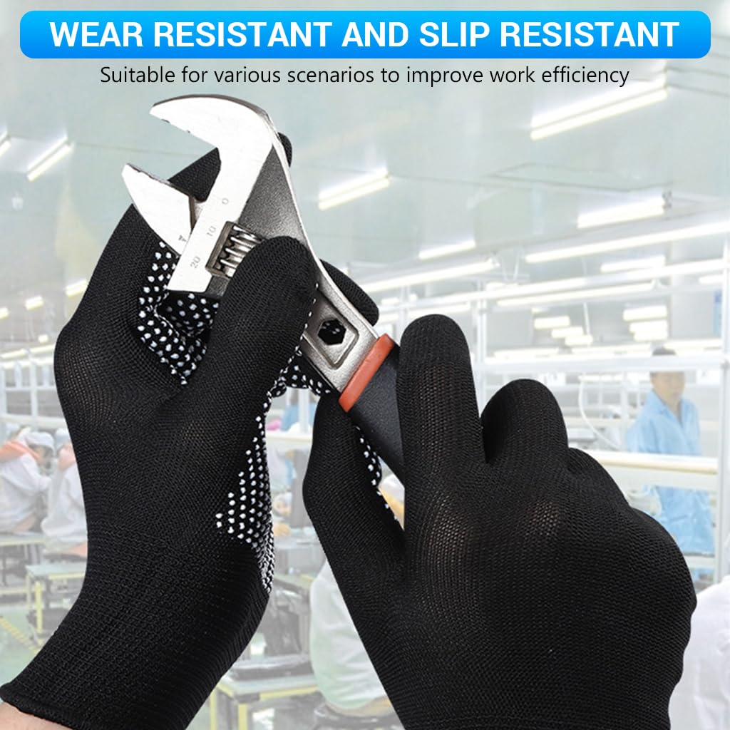 PROBEROS Work Gloves for Repair and Outdoor Tasks with Full Palm Anti Slip Nylon | 4 Pairs