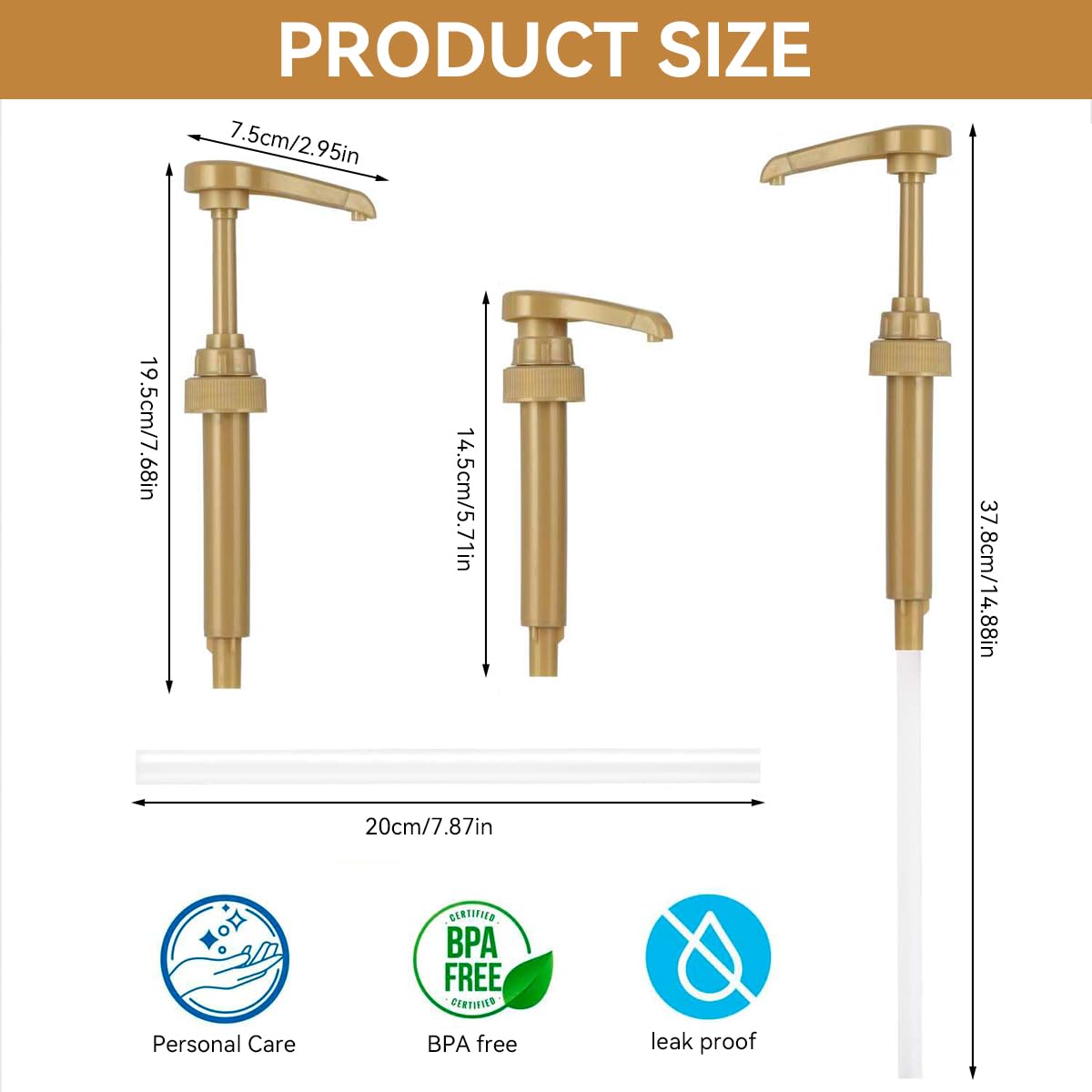 ZIBUYU Coffee Syrup Pump Replacement Dispenser for Half Gallon and 25.4oz Bottles | 18PCS Universal Fit with Trim-to-Size Tube