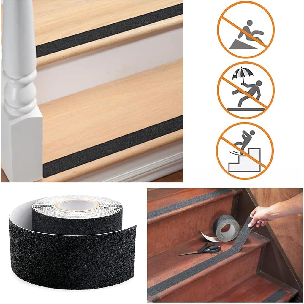 ZIBUYU Anti Slip Tape for Stairs and Floors featuring Textured Grip | 32.8ft Frosted Black