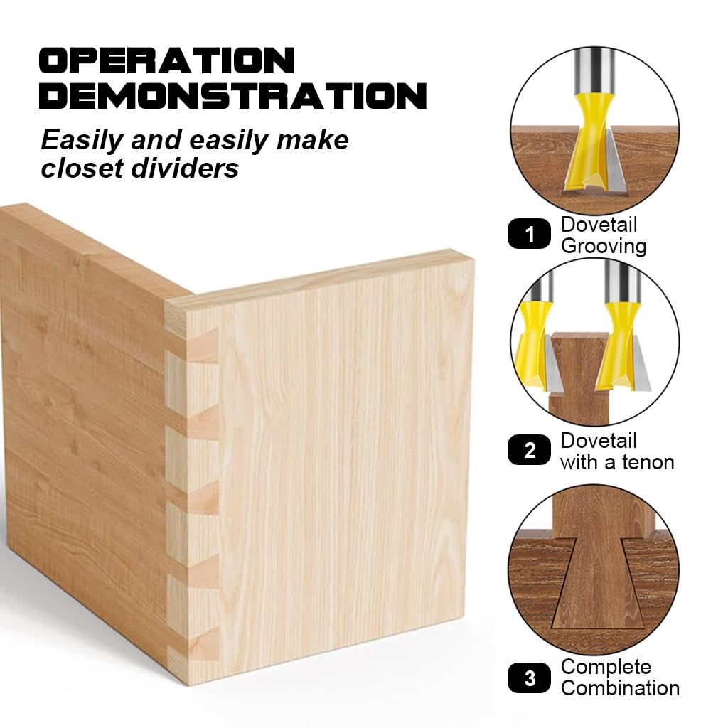Serplex Router Bit Set for Woodworking with 1/4 in Shank and 5 Sizes Tungsten Steel Cutters