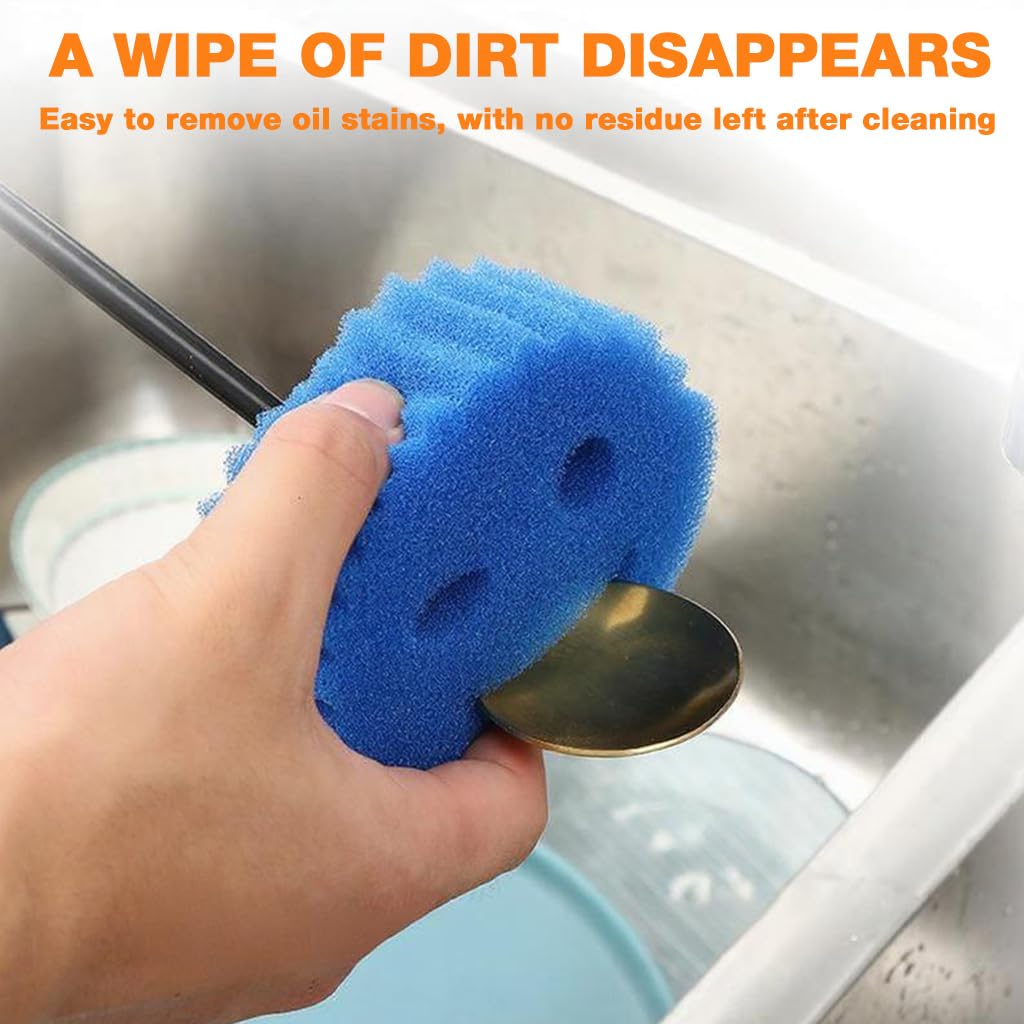 Supvox Scrubber for Kitchen 4 Pack with Dual Sided Sponge and Suction Cups | Fun Smiley Design