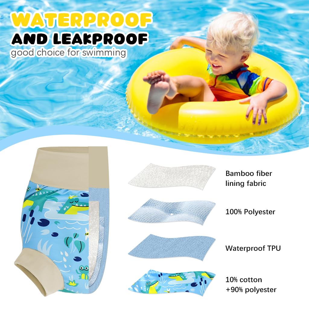 SNOWIE SOFT Baby Swimming Diapers for 6–12 Month with TPU Waterproof Liner | Reusable Towel Cloth Shorts