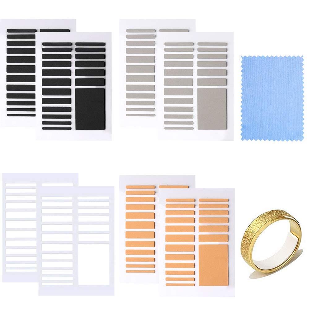 PALAY® 8 Sheets Invisible Ring Sizer Loose Ring Size Adjuster with a Cleaning Cloth Adjusting Wide Rings, 4 Colors, 2 Kinds of Thickness(1mm, 1.5mm)