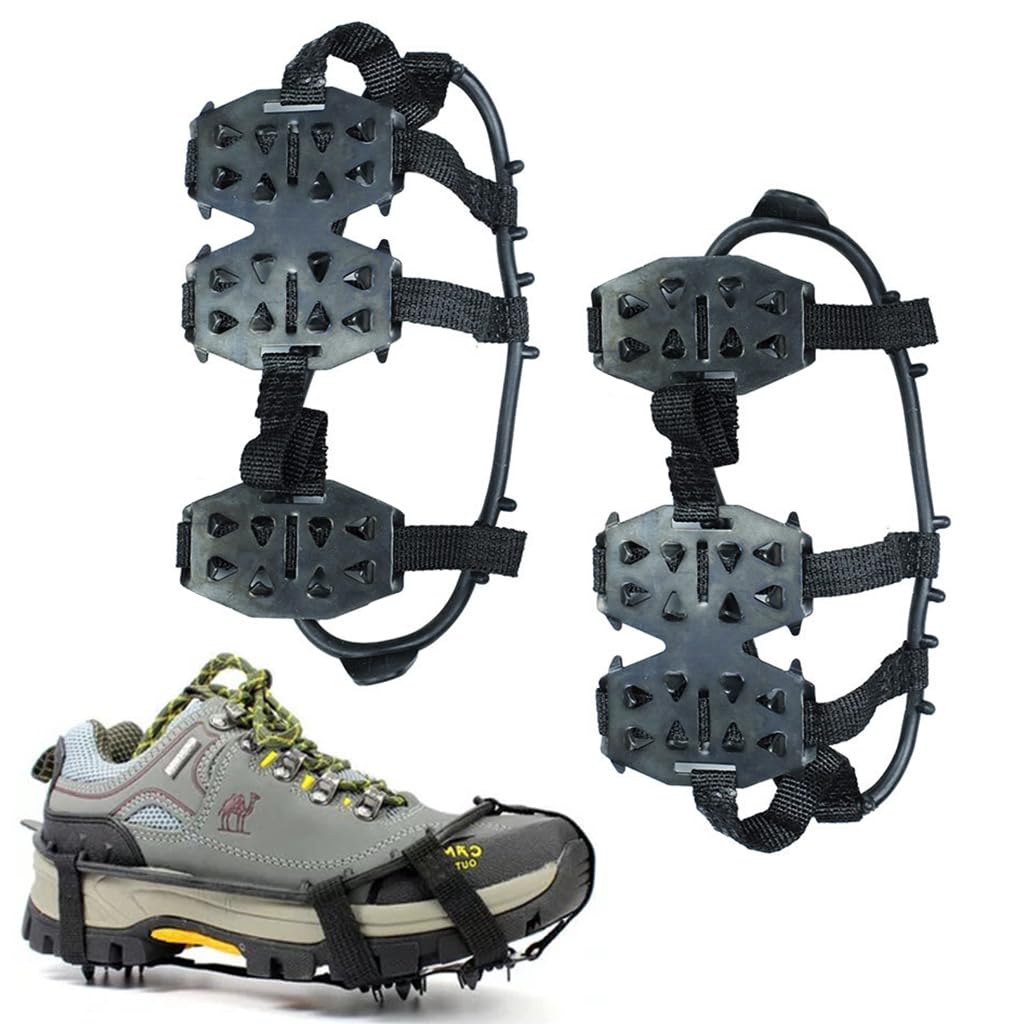 GUSTAVE Ice Cleats for Walking and Hiking featuring 24 Manganese Steel Spikes | Adjustable Fit for Men and Women
