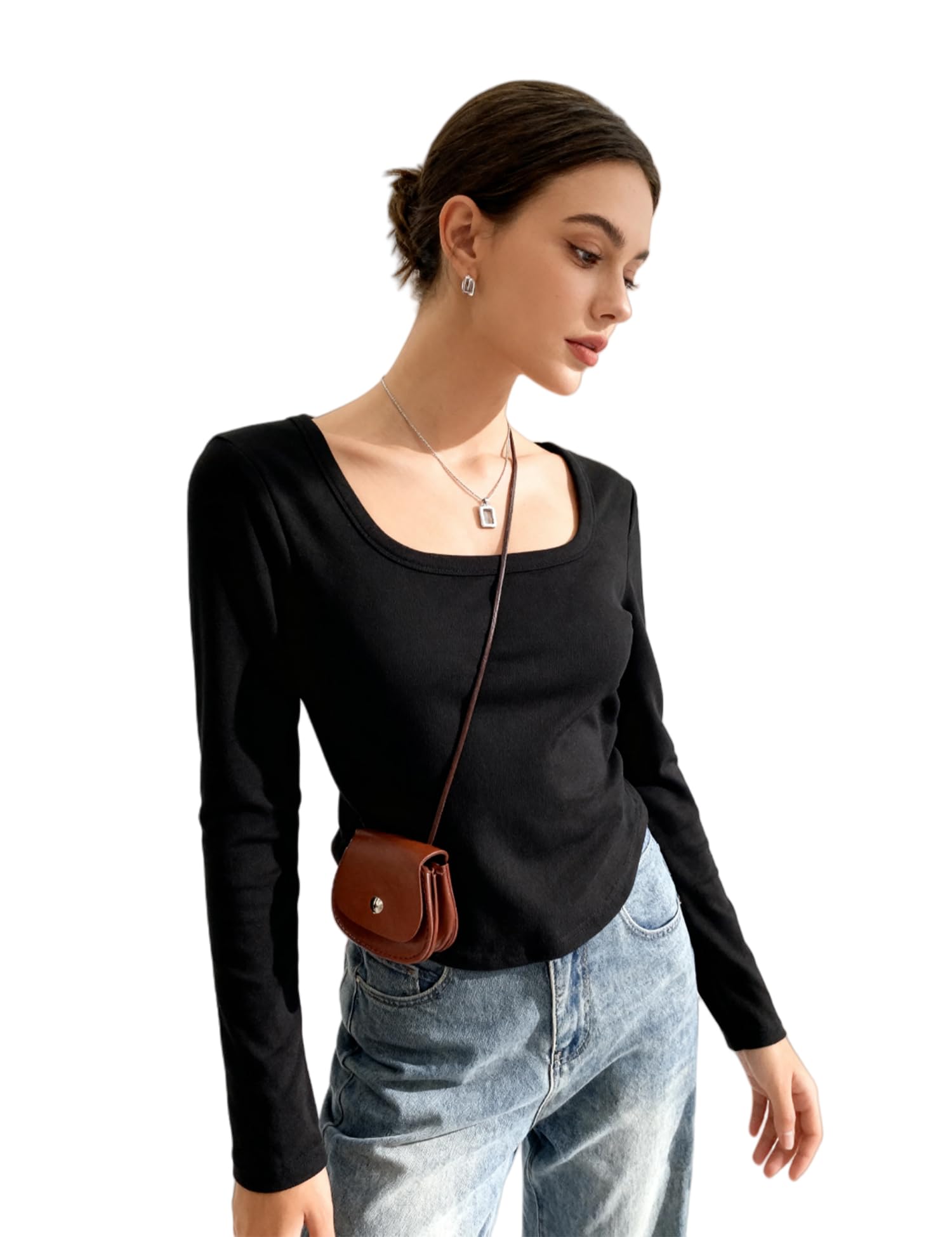 Venzina Women's Thermal Top for Fall and Winter with Double-Sided Fleece Warmth | Black XL