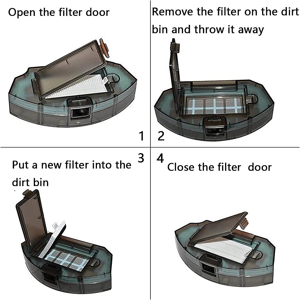 Zeitel Vacuum Filter Kit for ILIFE V3s V5 V5s Pro with 4 Filters and 4 Side Brushes | Easy Snap Installation