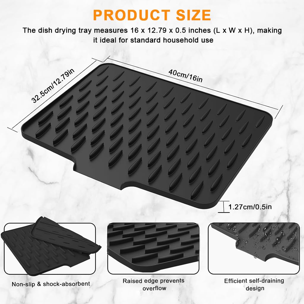 Supvox Kitchen Sink Pad for Faucet Area featuring Quick Dry Silicone Water Mat | Contour Fit