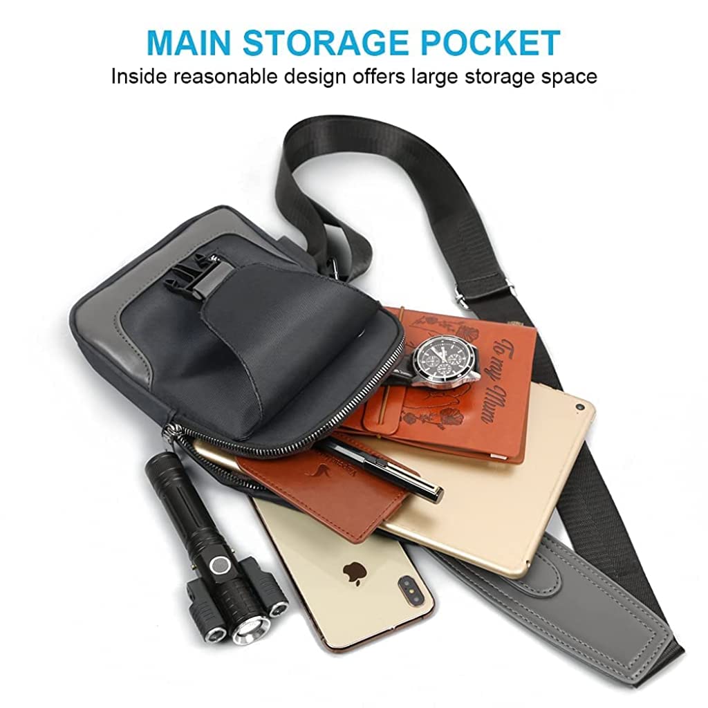 PROBEROS Crossbody Bag for Travel and Outdoor Use with USB Port and 6.3×2.4×12 in Capacity | Black Nylon for Men and Women