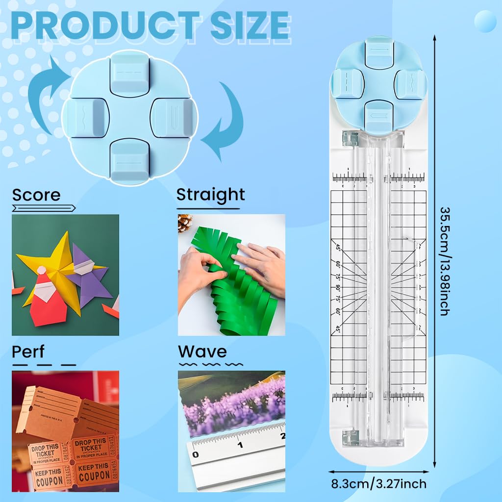 OFIFO Paper Cutter for Scrapbooking with Straight Wave Dotted & Crease Blades | DIY Crafts