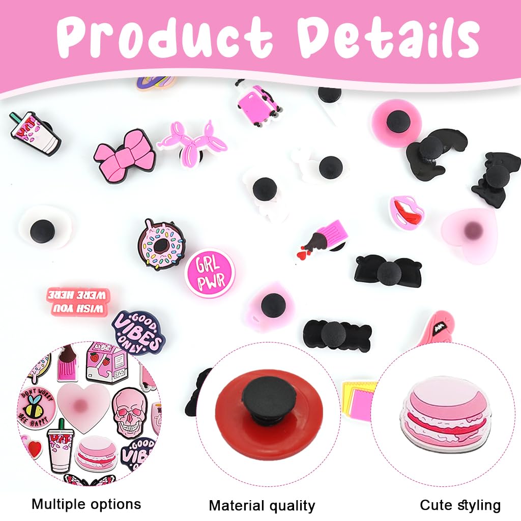 HASTHIP® 35pcs Pink Shoe Decoration Charms for Bubble Slides Sandals Clogs, Cute Shoe Decoration Charms for Teens Kids Adults, Shoe Accessories Pins Party Favor Birthday Gifts