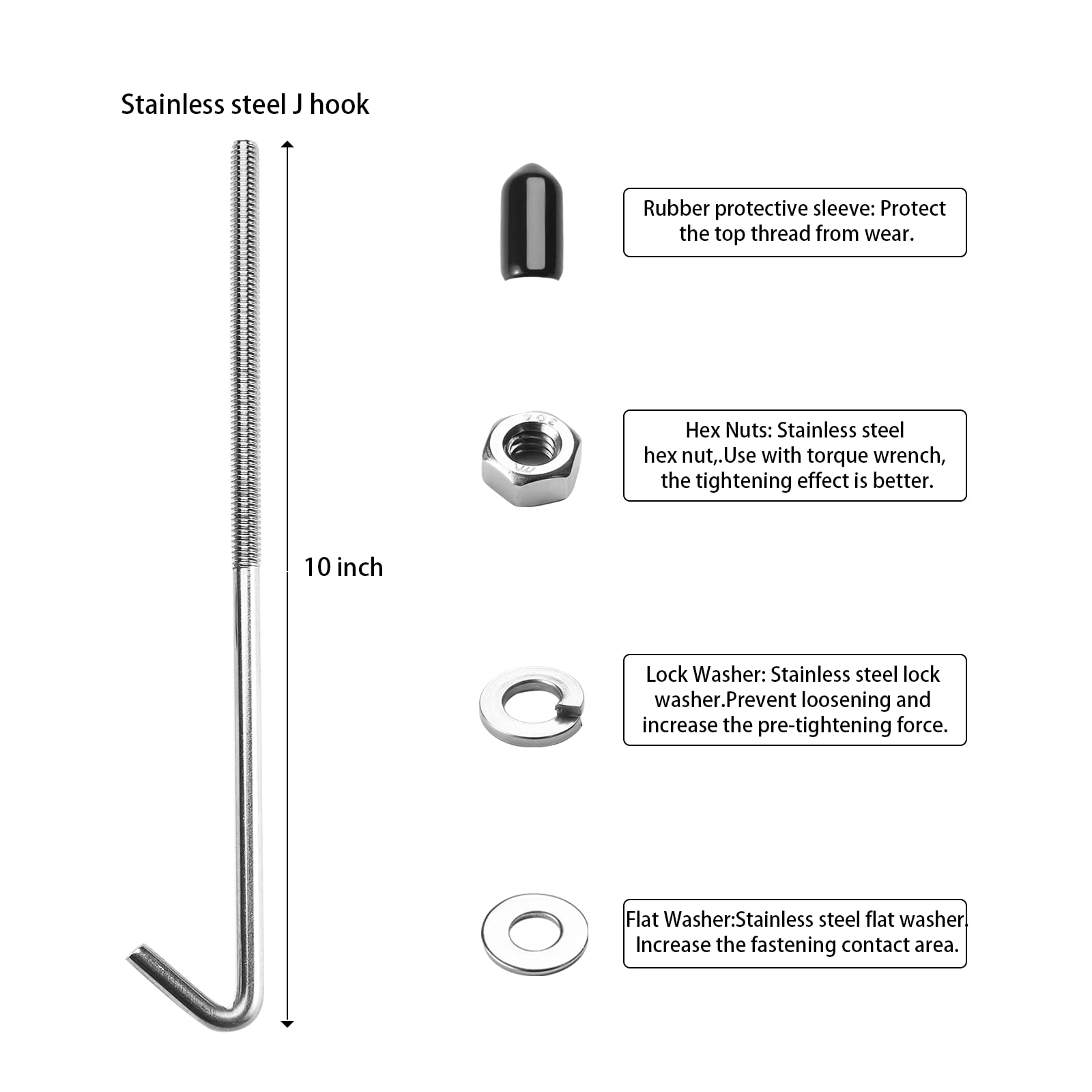 ZIBUYU Adjustable Battery Hold Down for Cars with 10.62 in J Bolt and Screw Fixing | 304 Stainless Steel