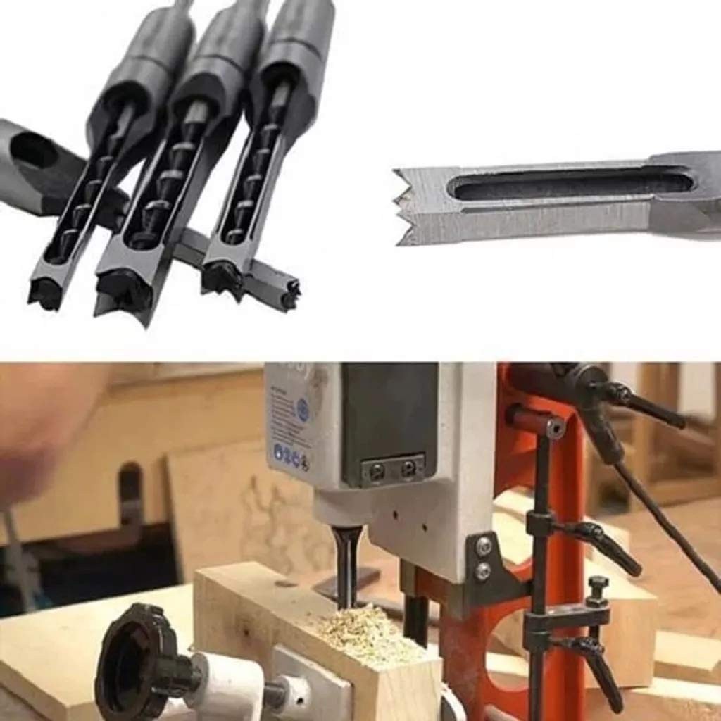 HASTHIP Mortising Chisel Square Hole Drill Bits for Wood 8–16mm with U-Shaped Core | High-Speed Steel