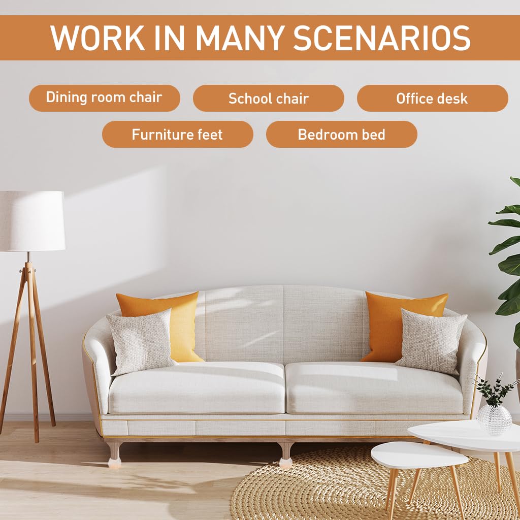 HASTHIP Chair Leg Floor Protectors for Tilting and Vertical Legs 16 pcs with Felt Pads | Transparent TPE Sleeve 3.2x2.2~4.2x3 cm