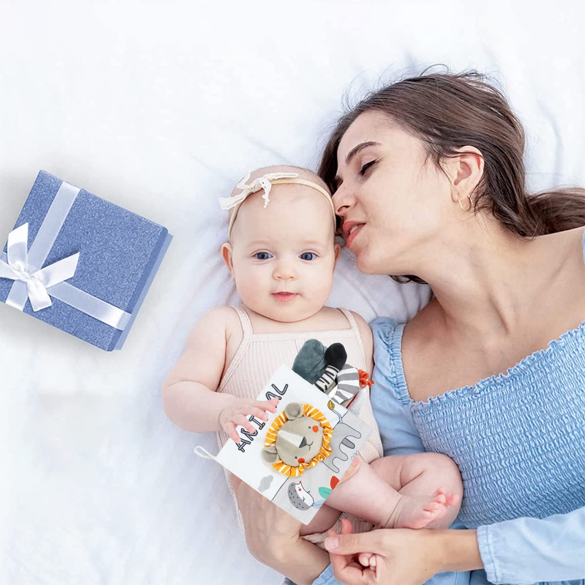 SNOWIE SOFT Baby Cloth Book for Early Learning featuring 3D Animal Tails | BPA‑Free Toy