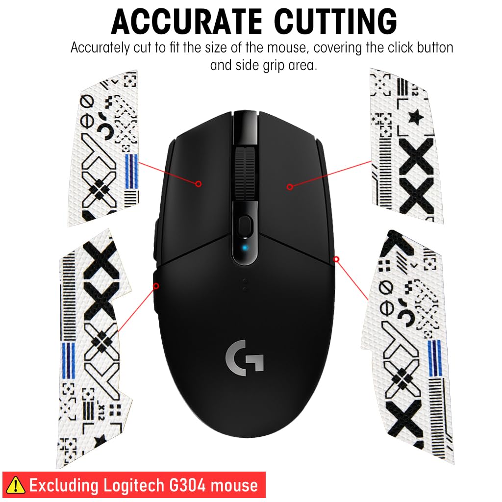 Verilux® Mouse Grip Tape for Lo gitech G102/G304 Gaming Mouse Skin, Pre-Cutted Self-Adhesive Mouse Grip Tape Fashion Sweat-Proof Mouse Grip Tape (Mouse is not Included)