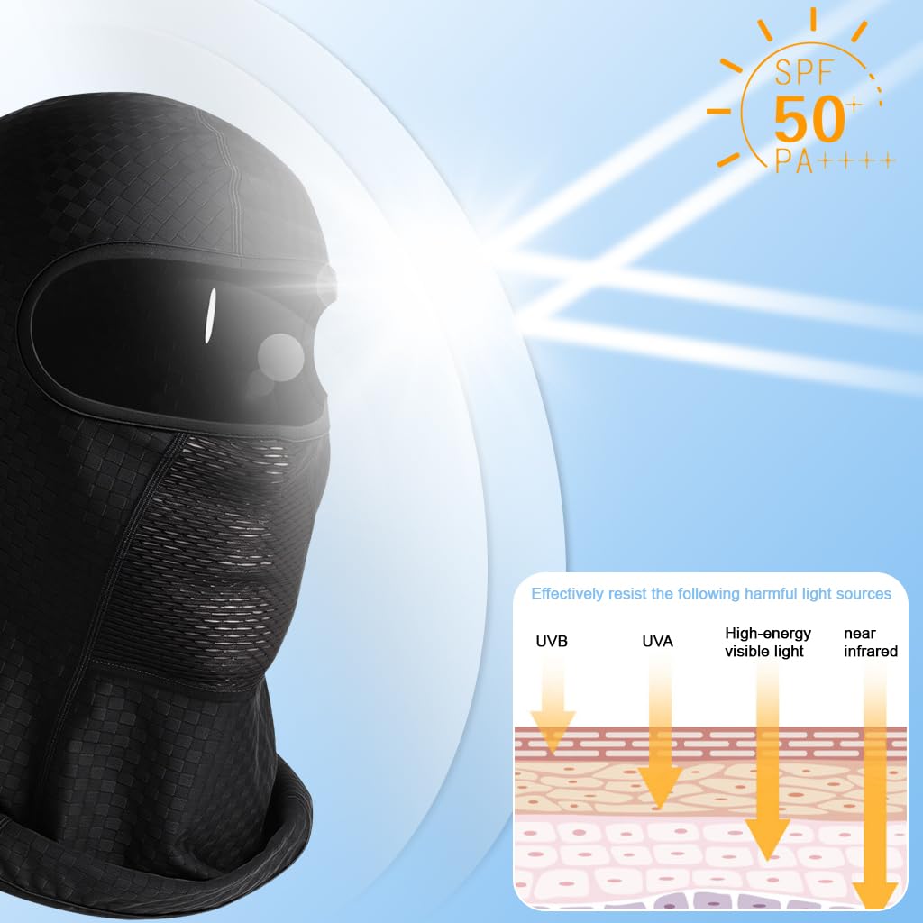 Proberos Balaclava Face Mask for Cycling and Skiing with UPF30+ UV Protection | Breathable Black Full Head Cover