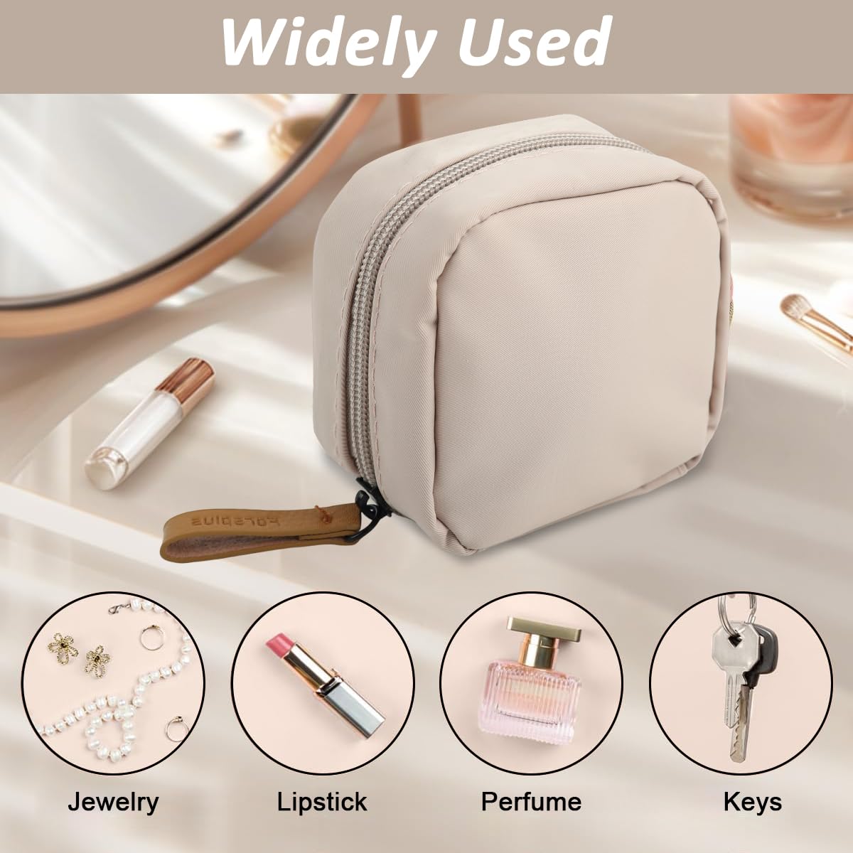 MAYCREATE Small Lipstick Makeup Pouch for Travel with Handstrap | 3.9 in Waterproof Nylon Bag