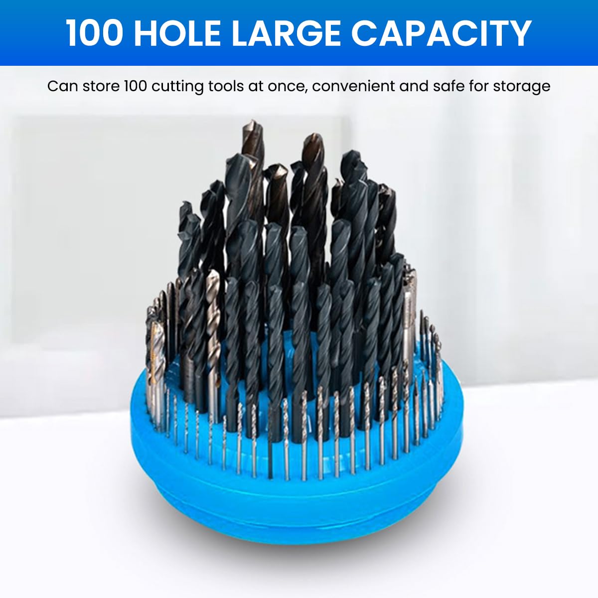 Serplex Drill Bits Station Holder with 100 Slots featuring 360° Rotating Design | Marked Organizer Stand