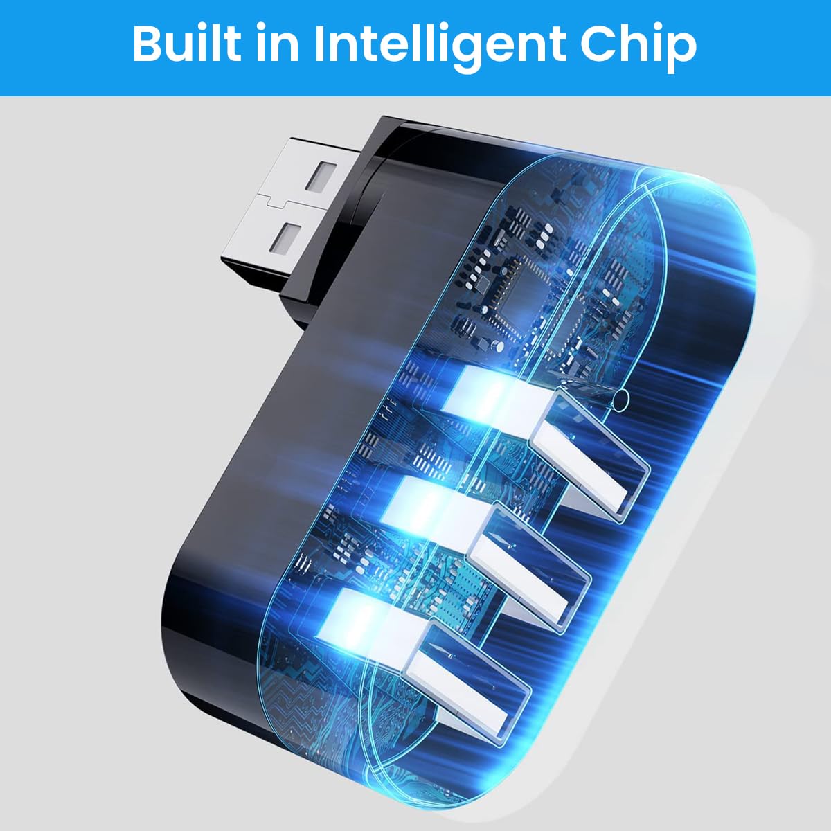 Verilux USB Hub 3.0 for Laptop and PC with 4 in 1 Ports Featuring 90 180 Rotatable Plug | Type C PD Charging